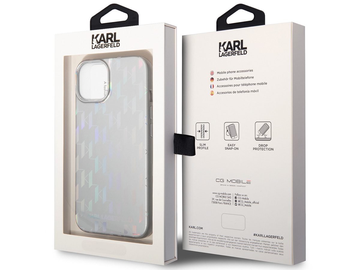 Karl Lagerfeld Iridescent Monogram Case - iPhone 14 hoesje