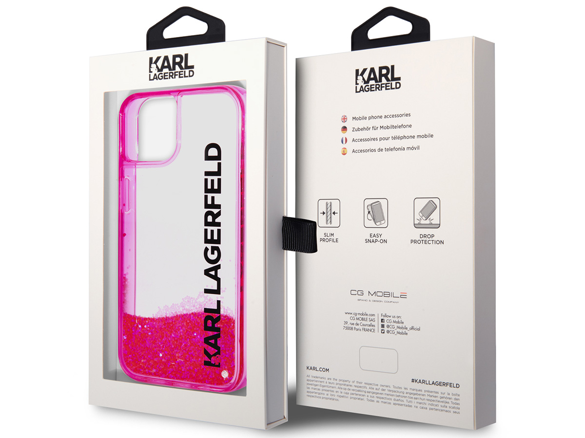 Karl Lagerfeld Liquid Glitter Case Roze - iPhone 14 hoesje