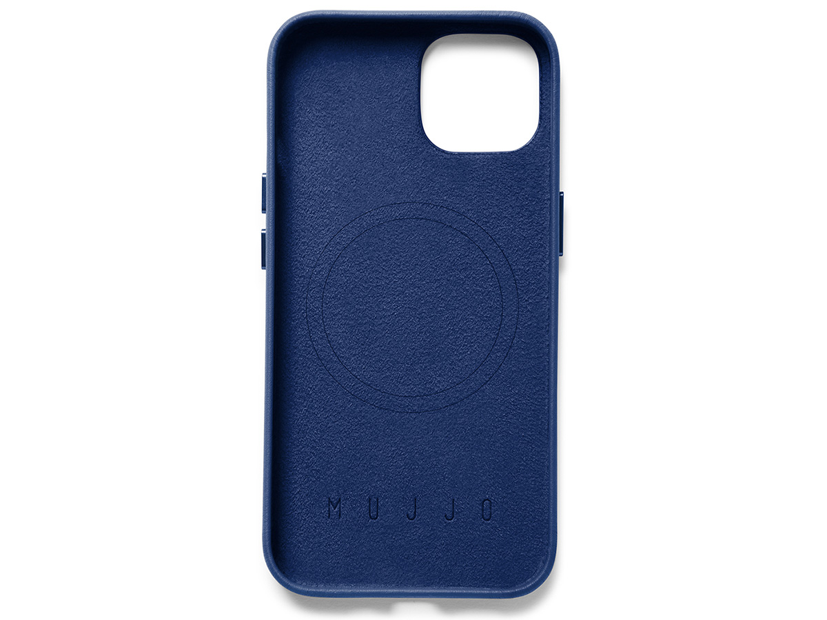 Mujjo Full Leather Case MagSafe Blue - iPhone 14/15 Hoesje Leer