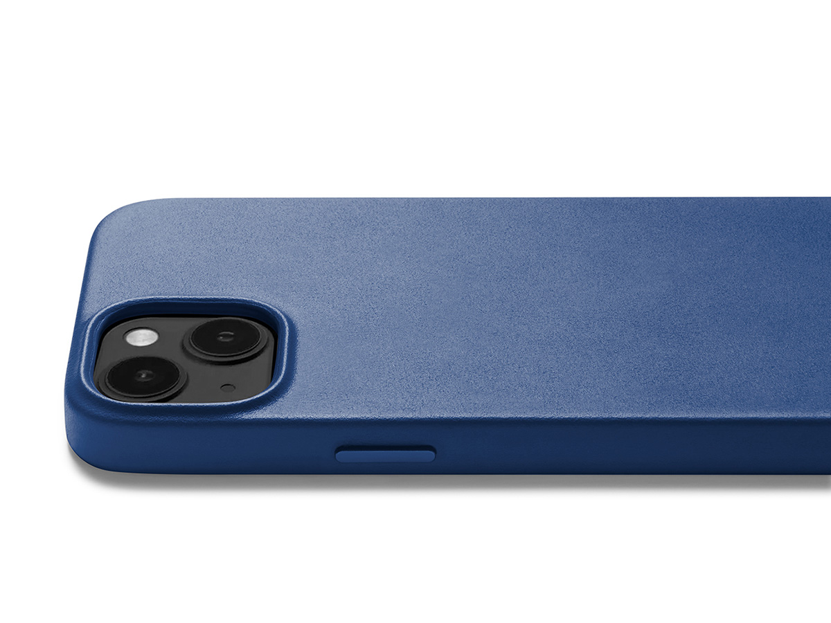 Mujjo Full Leather Case MagSafe Blue - iPhone 14/15 Hoesje Leer