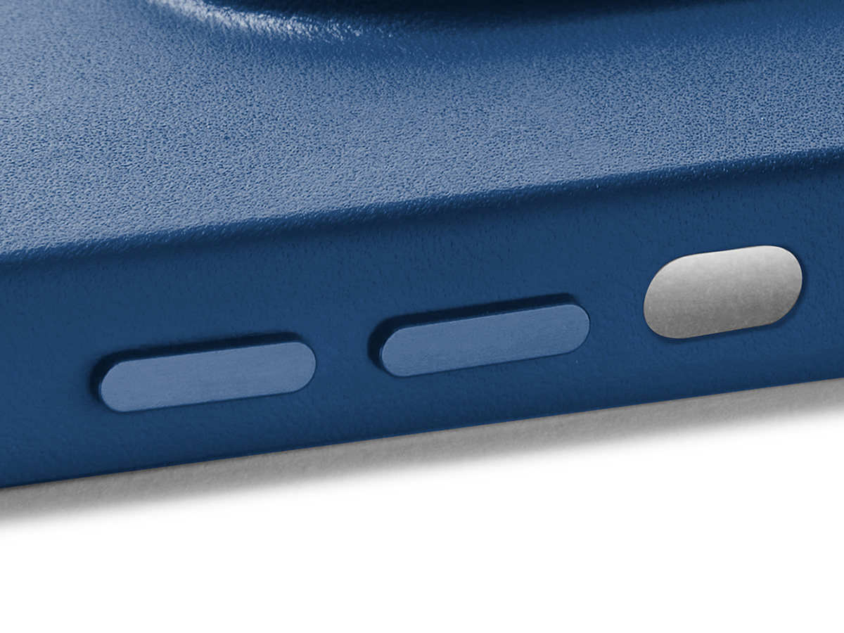 Mujjo Full Leather Case MagSafe Blue - iPhone 14/15 Hoesje Leer