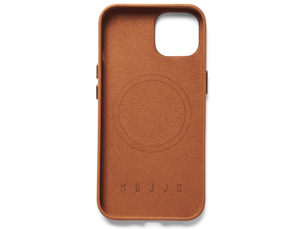 Mujjo Full Leather Case MagSafe Tan - iPhone 14/15 Hoesje Leer