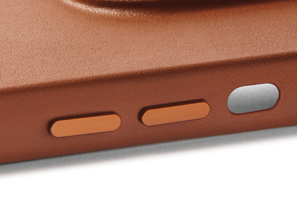 Mujjo Full Leather Case MagSafe Tan - iPhone 14/15 Hoesje Leer