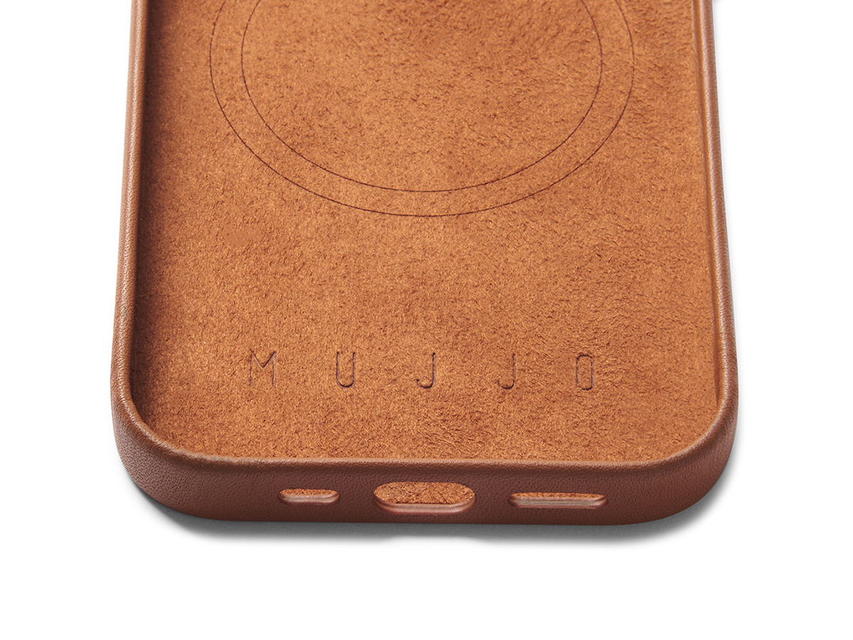 Mujjo Full Leather Case MagSafe Tan - iPhone 14/15 Hoesje Leer