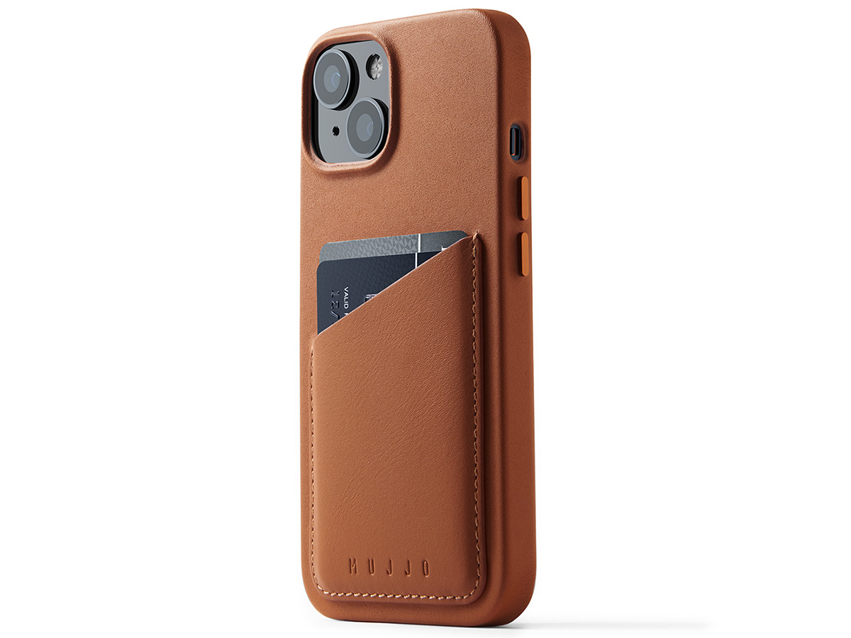Automatisch Weiland Brutaal Mujjo Full Leather Wallet Case iPhone 14 Hoesje | Tan