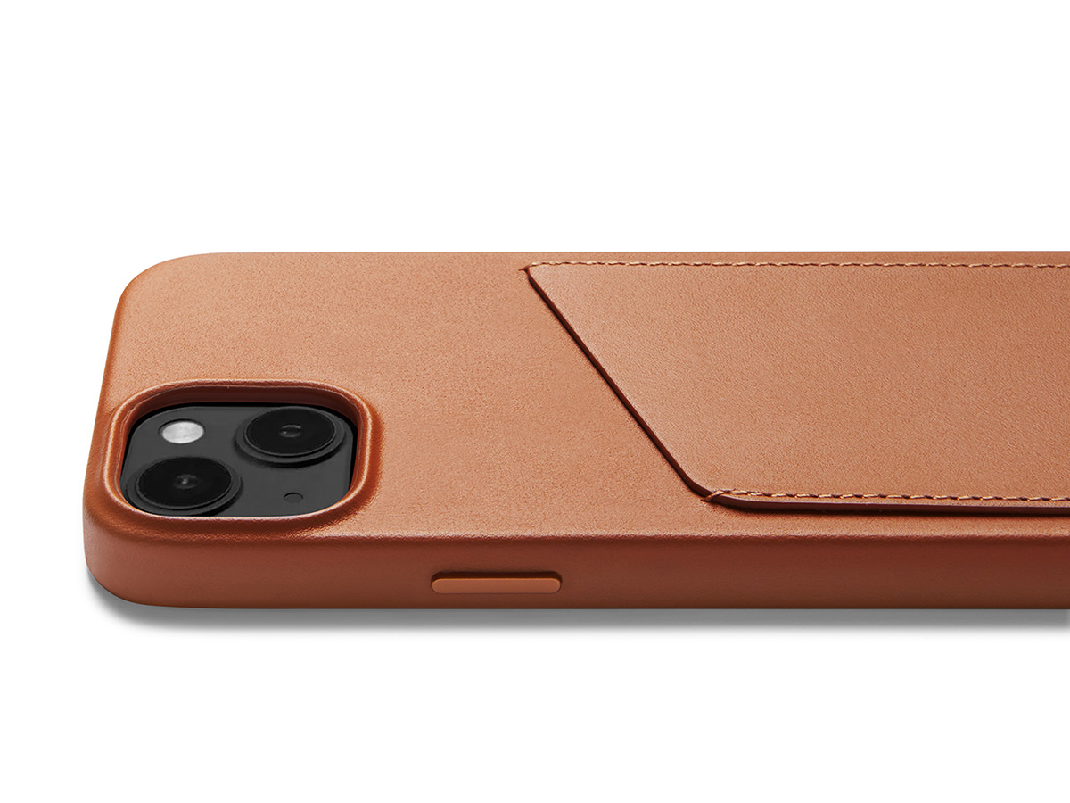 Mujjo Full Leather Wallet Case Tan - iPhone 14/15 Hoesje Leer