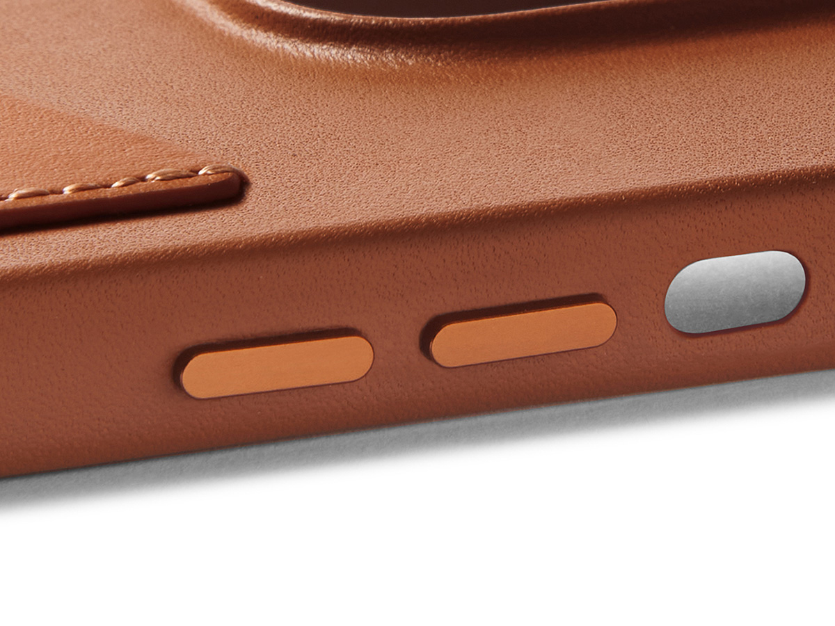Mujjo Full Leather Wallet Case Tan - iPhone 14/15 Hoesje Leer