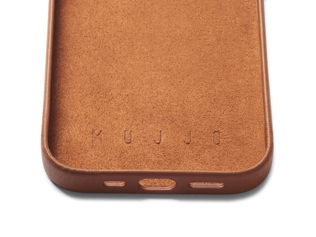 Mujjo Full Leather Wallet Case Tan - iPhone 14/15 Hoesje Leer