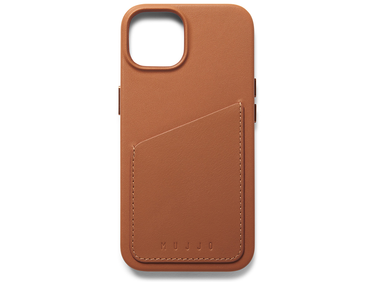 Mujjo Full Leather Wallet Case Tan - iPhone 14/15 Hoesje Leer