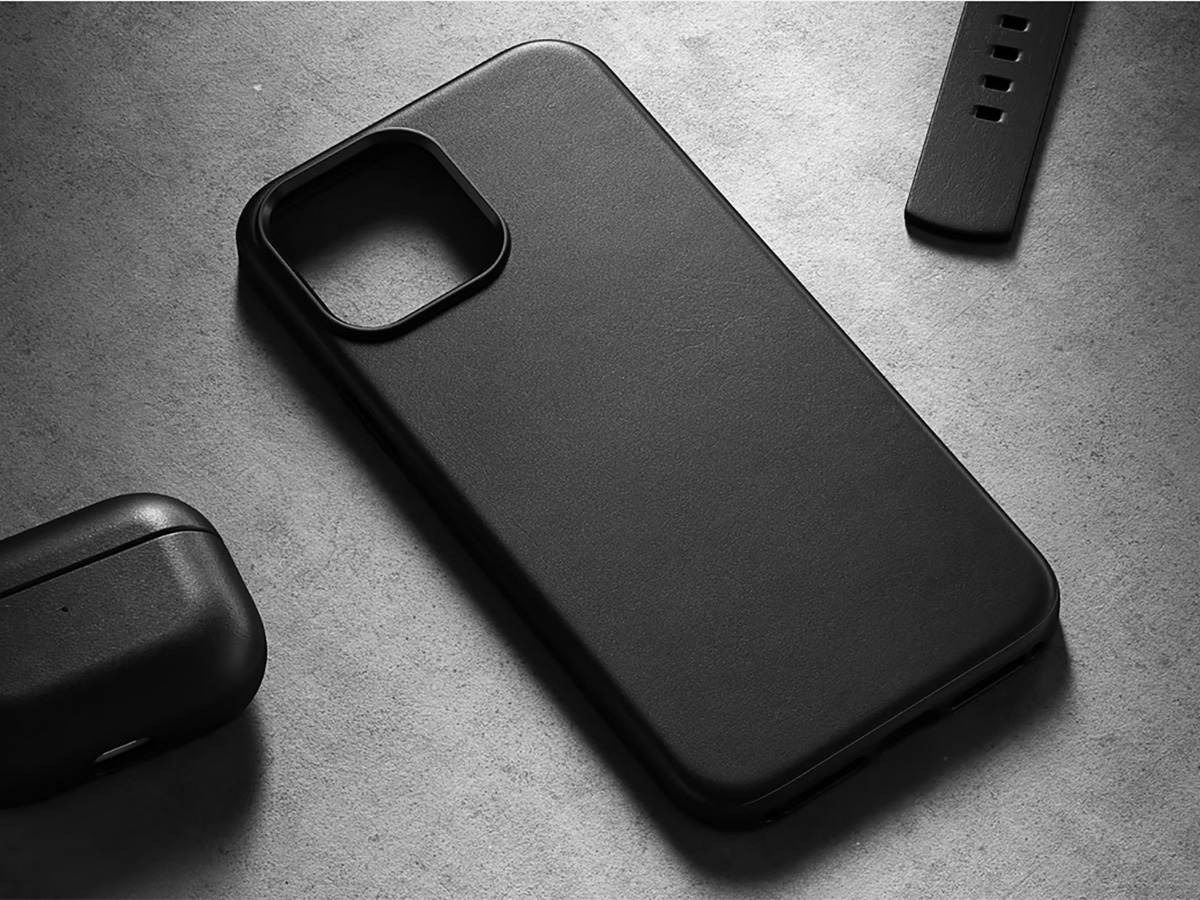 Nomad Modern Leather Case Zwart - iPhone 14 hoesje