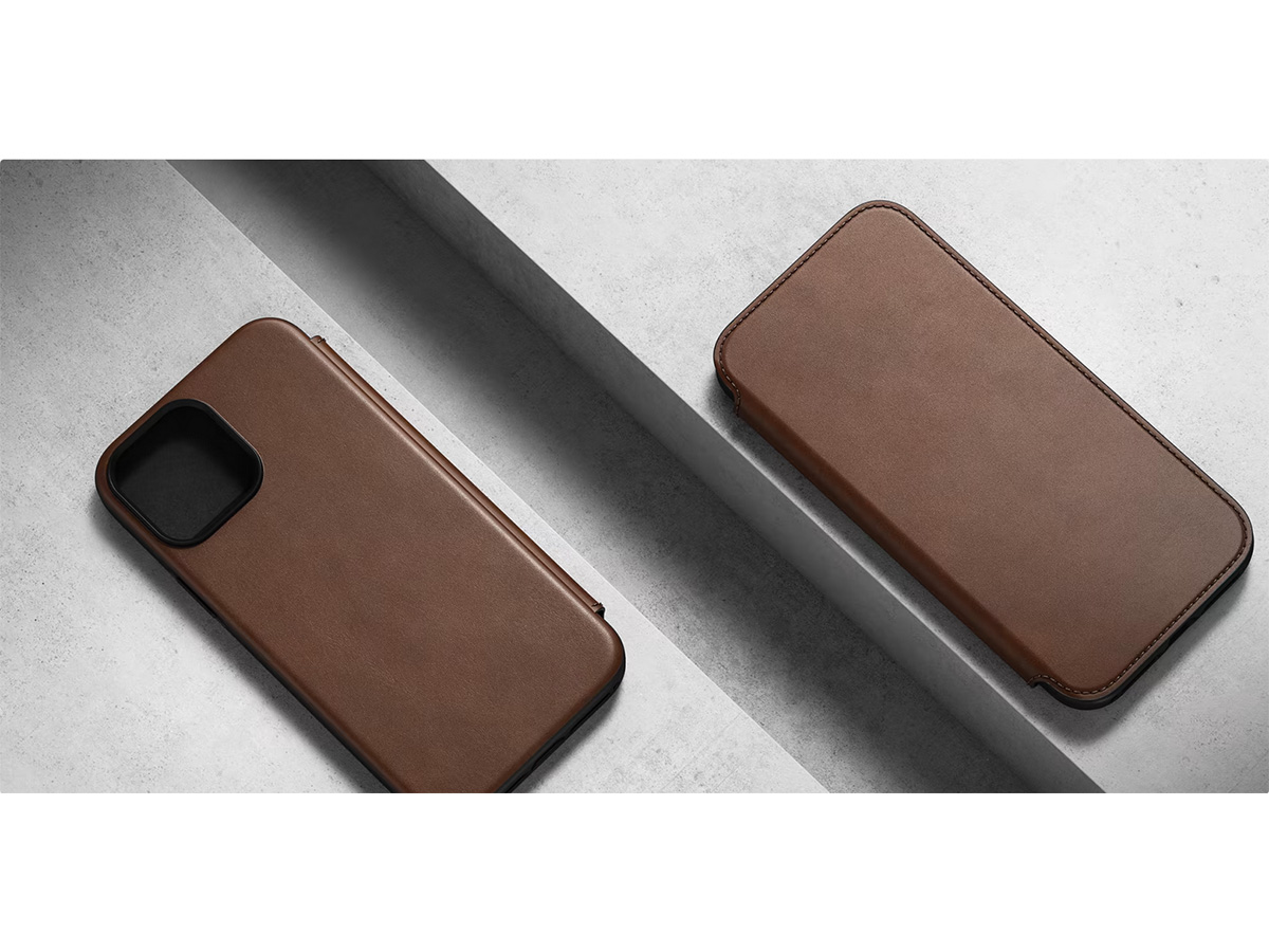 Nomad Modern Leather Folio Bruin - iPhone 14 hoesje