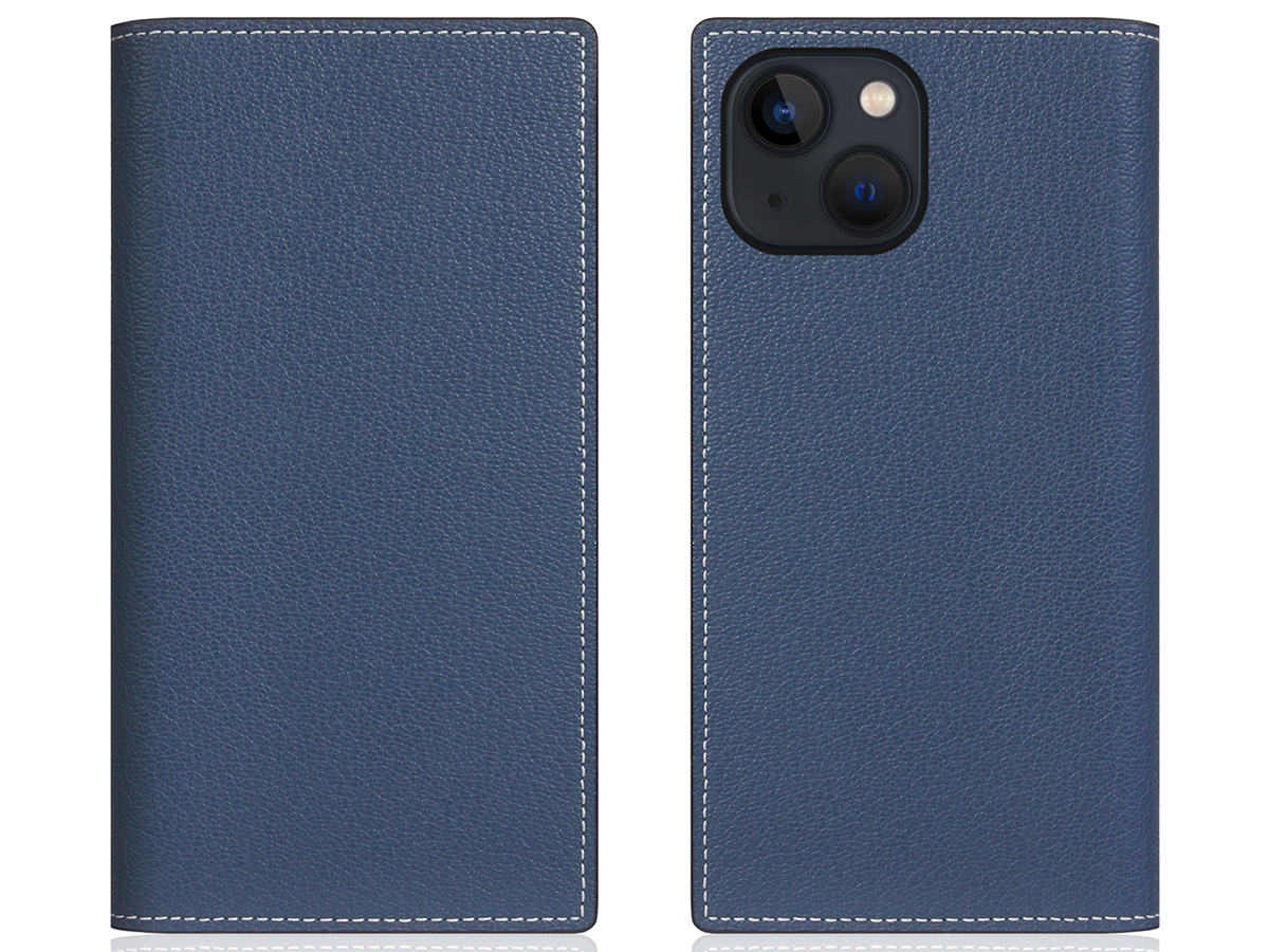 SLG Design D6 Leather Diary Case Blauw - iPhone 14 hoesje Leer