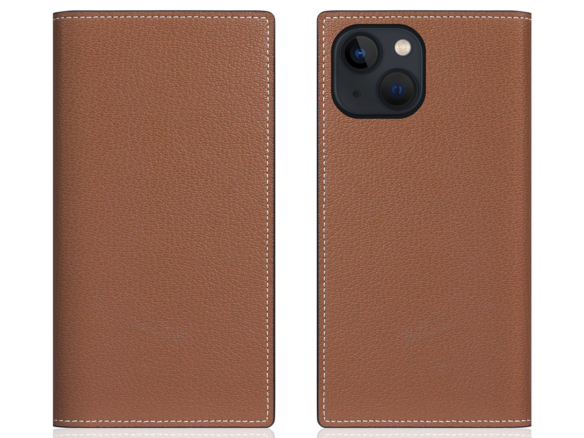 SLG Design D6 Leather Diary Case Bruin - iPhone 14 hoesje Leer