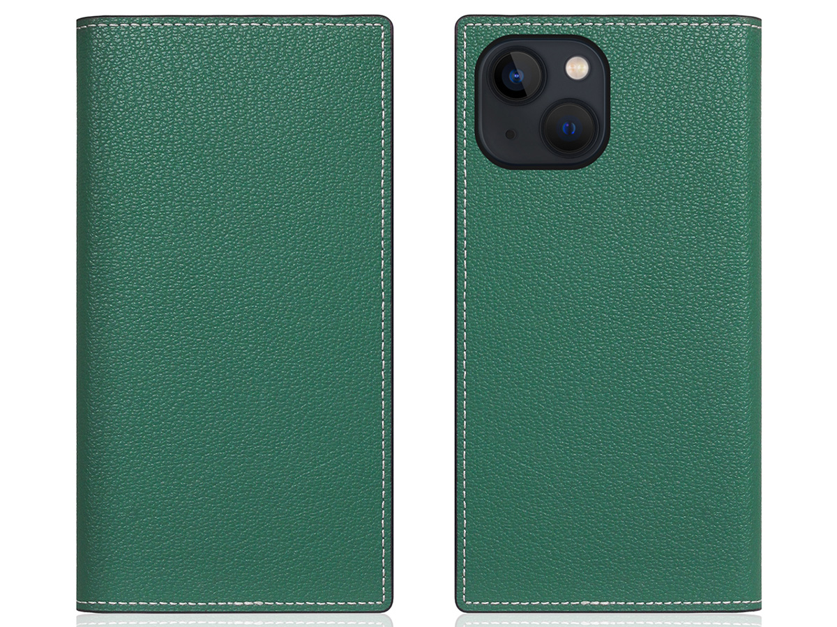 SLG Design D6 Leather Diary Case Groen - iPhone 14 hoesje Leer