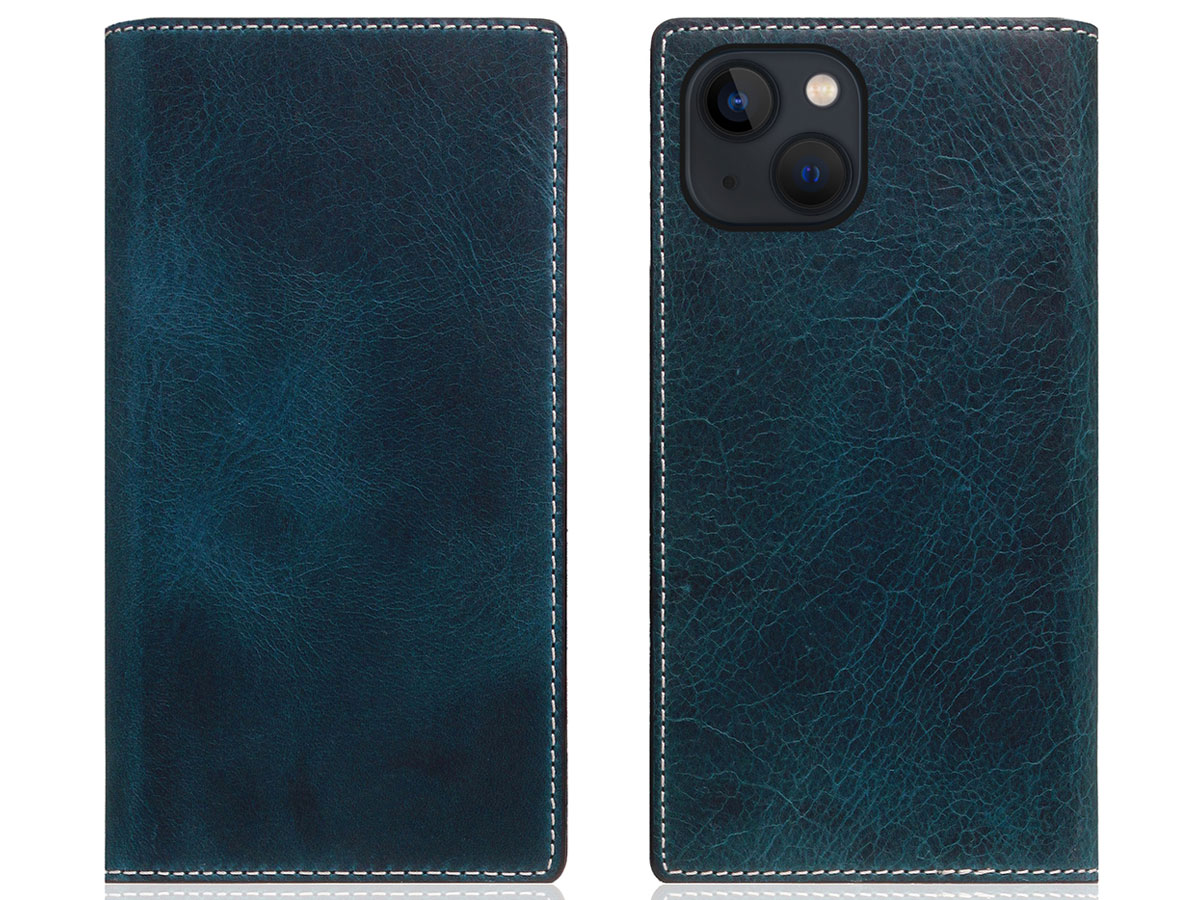 SLG Design D7 Italian Wax Leer Blauw - iPhone 14 hoesje