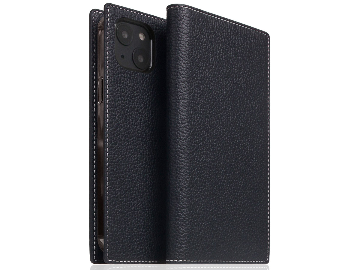 SLG Design D8 Folio Leer Black Blue - iPhone 14 hoesje