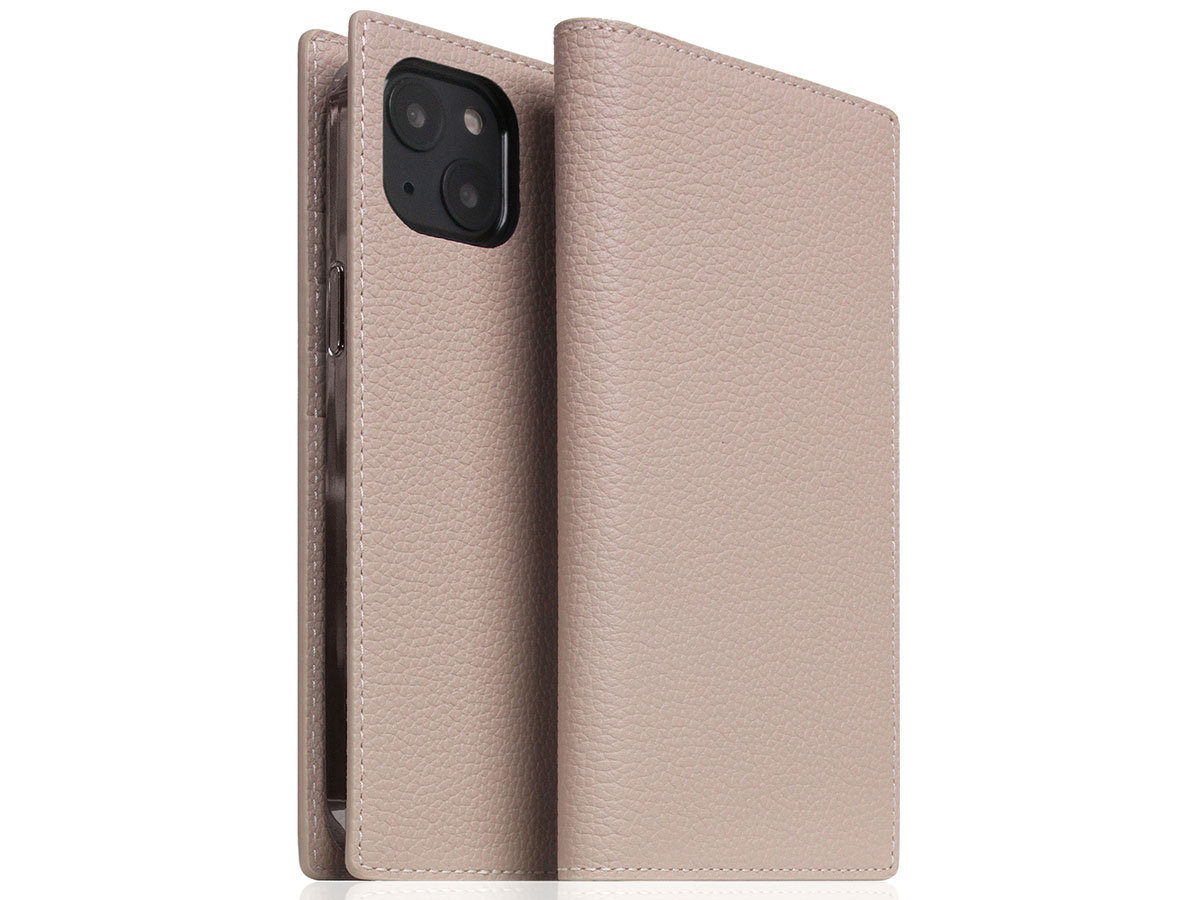 SLG Design D8 Folio Leer Light Cream - iPhone 14 hoesje