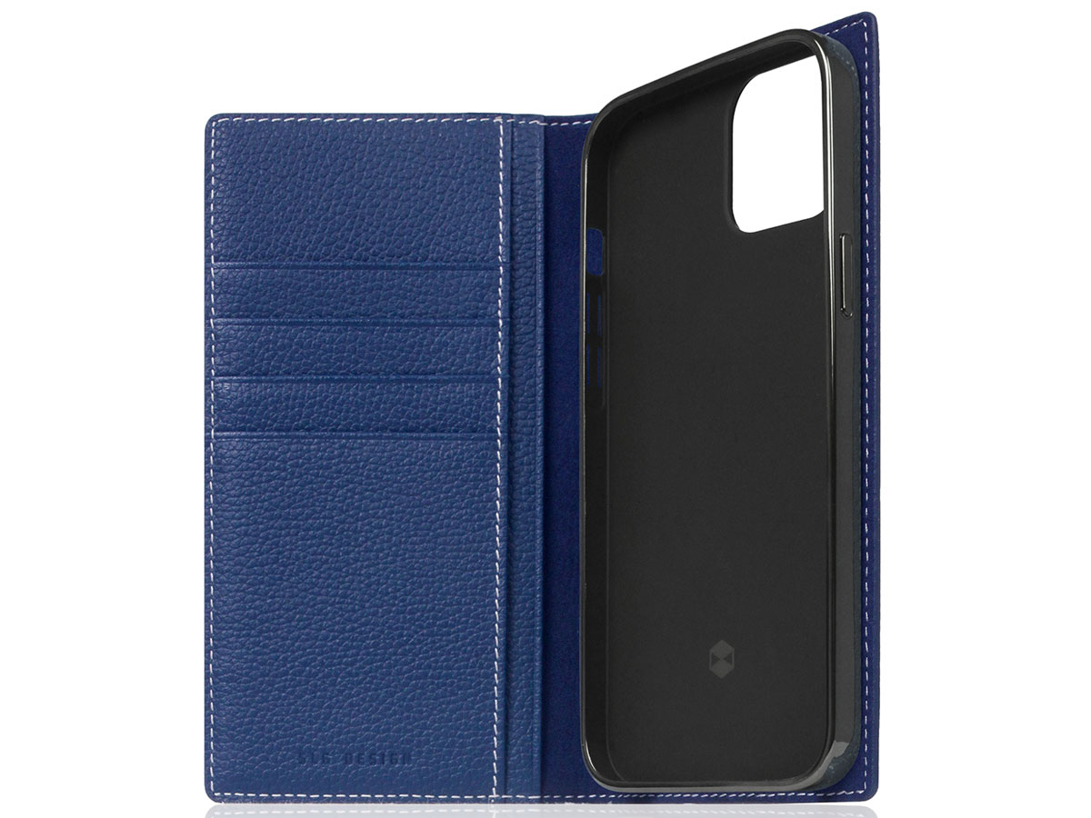 SLG Design D8 Folio Leer Navy Blue - iPhone 14 hoesje