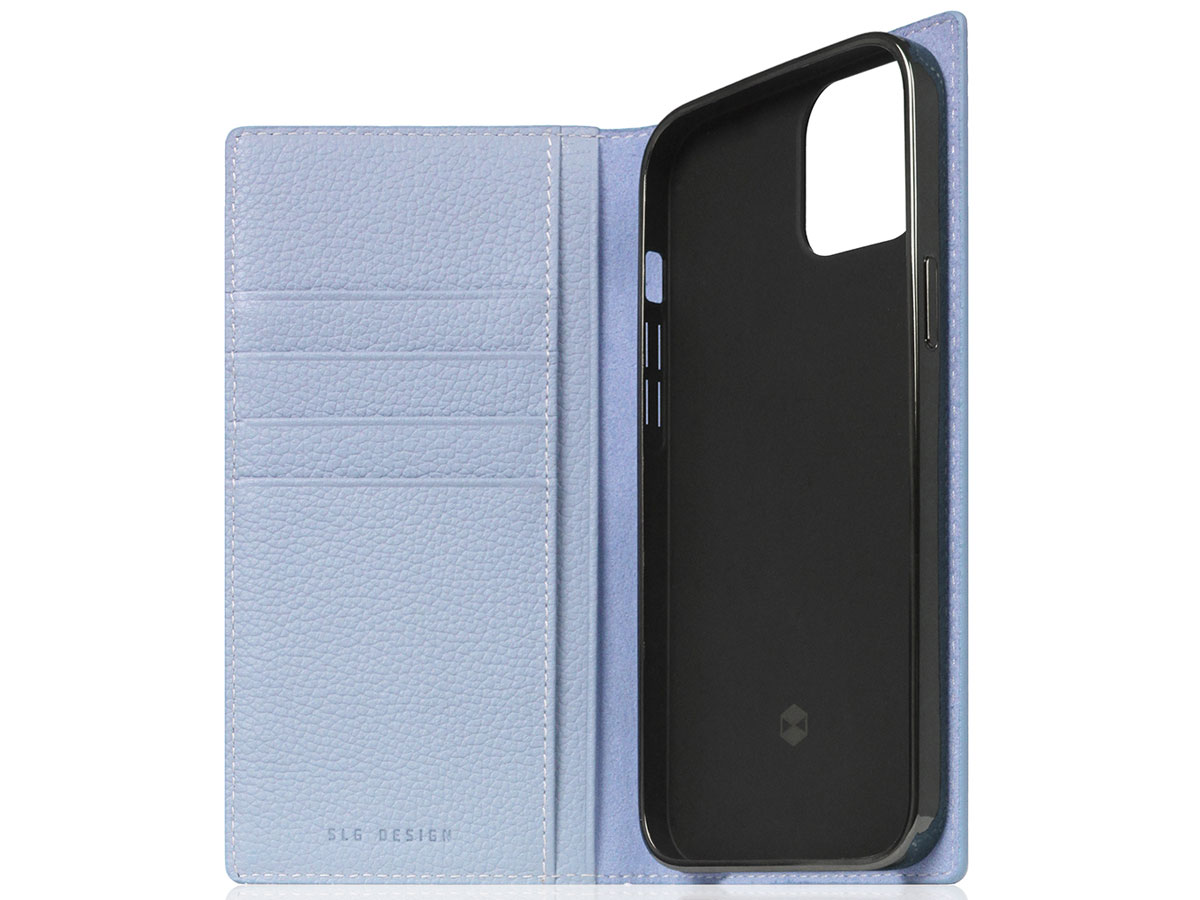 SLG Design D8 Folio Leer Powder Blue - iPhone 14 hoesje