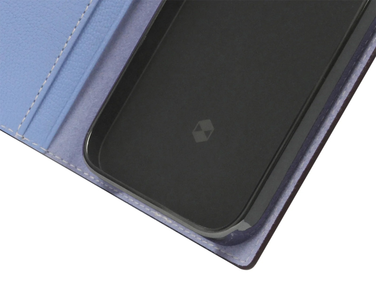 SLG Design D9 Chevere Chagrin Leer Blauw - iPhone 14 hoesje