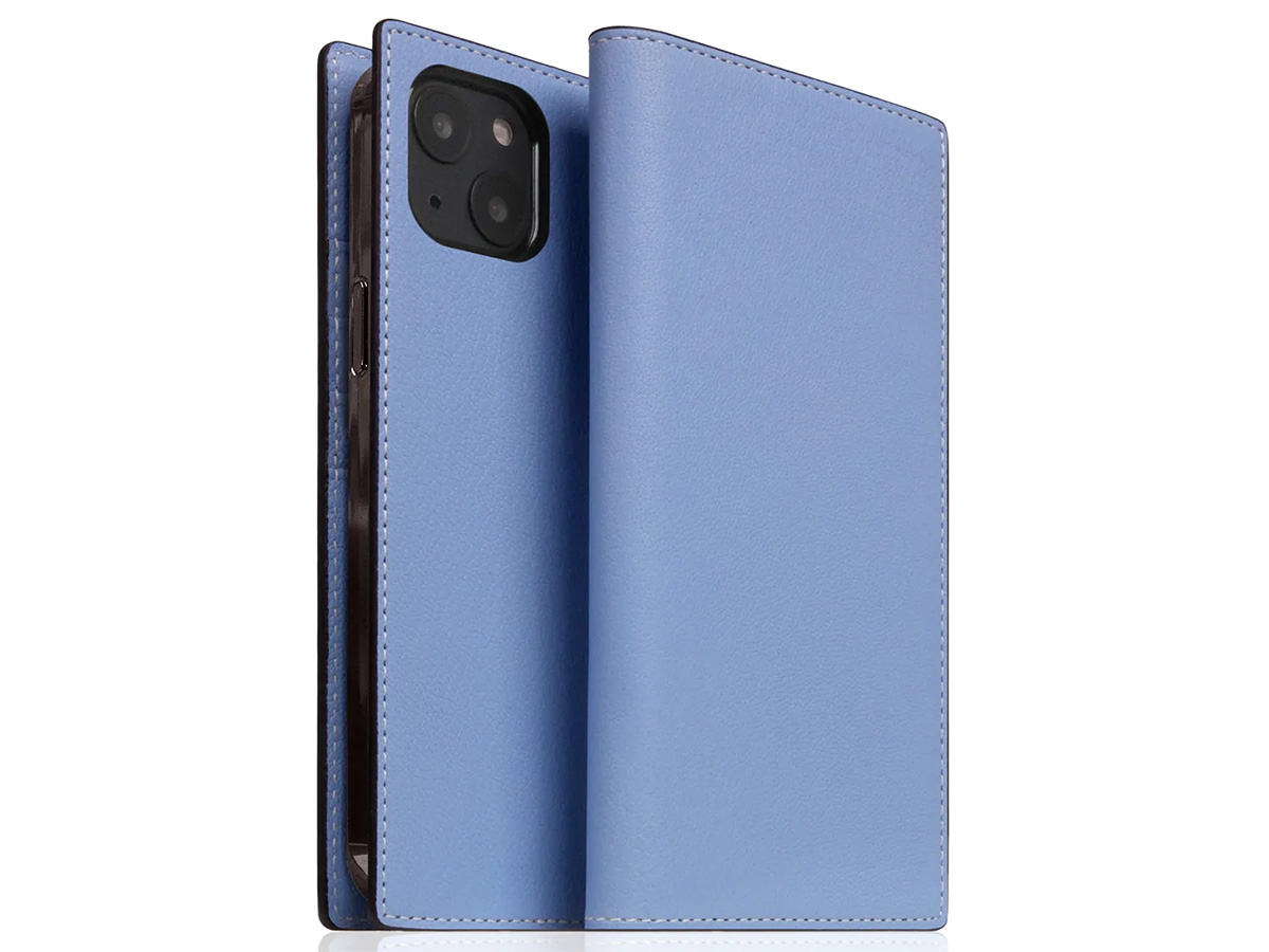 SLG Design D9 Chevere Chagrin Leer Blauw - iPhone 14 hoesje