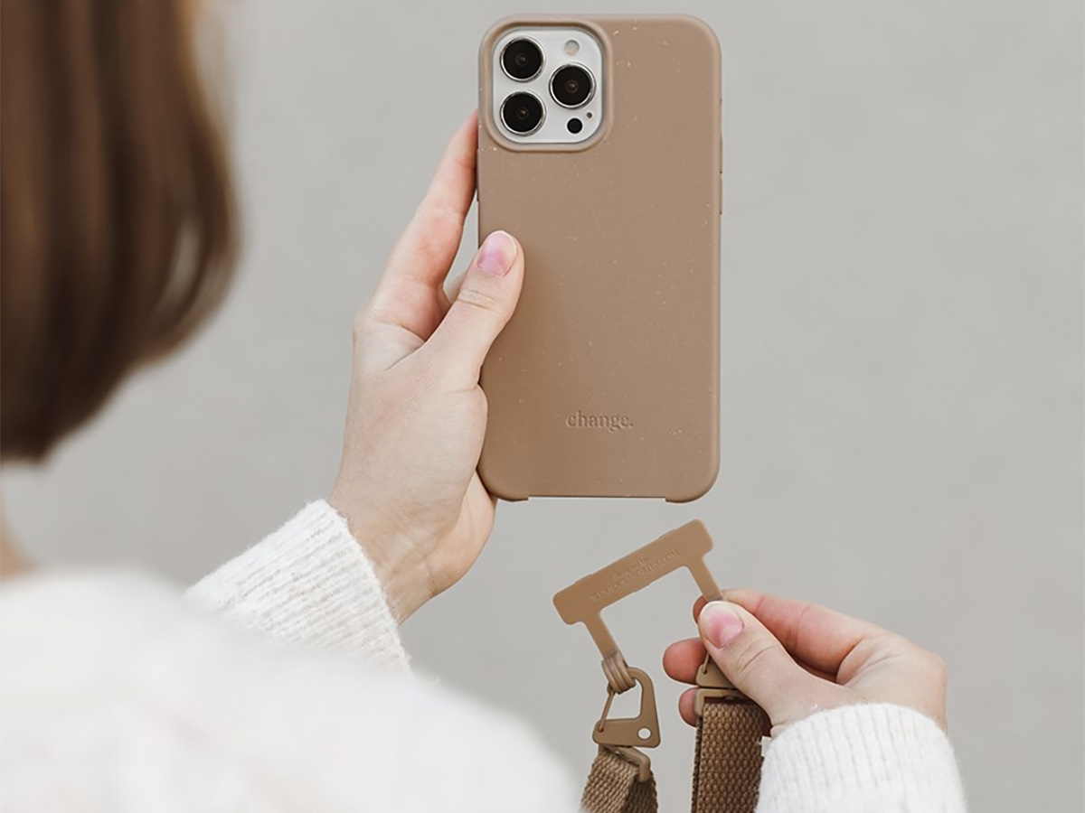 Woodcessories Change Case Strap Taupe - Eco iPhone 14 hoesje