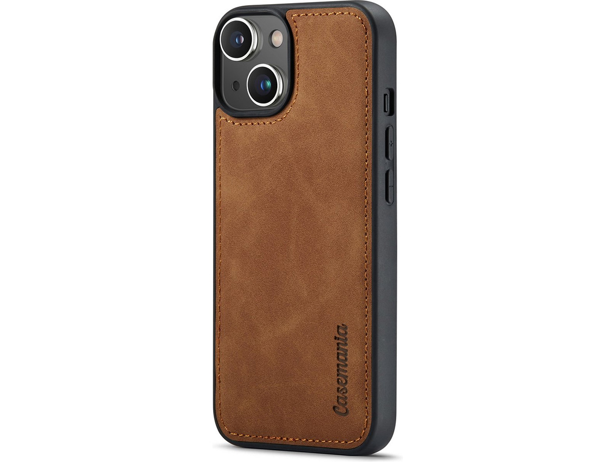 CaseMania 2in1 Magnetic Bookcase Cognac - iPhone 14 Plus Hoesje