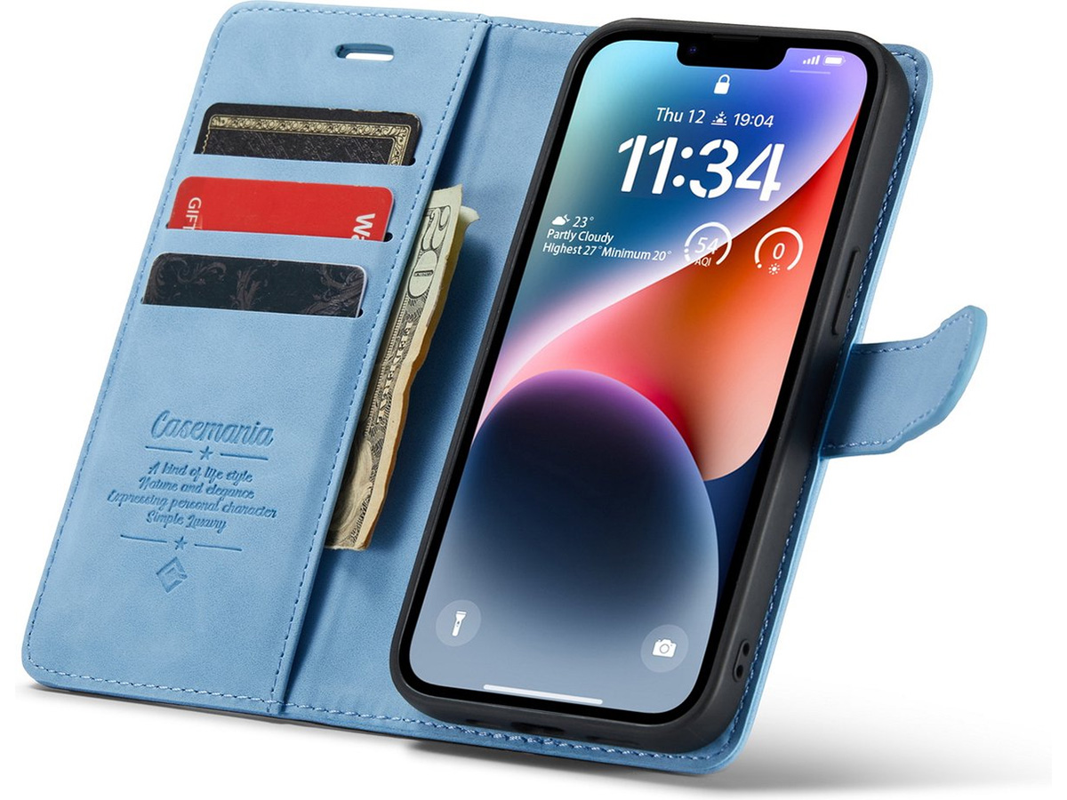 CaseMe 2in1 Magnetic Bookcase Lichtblauw - iPhone 14 Plus Hoesje