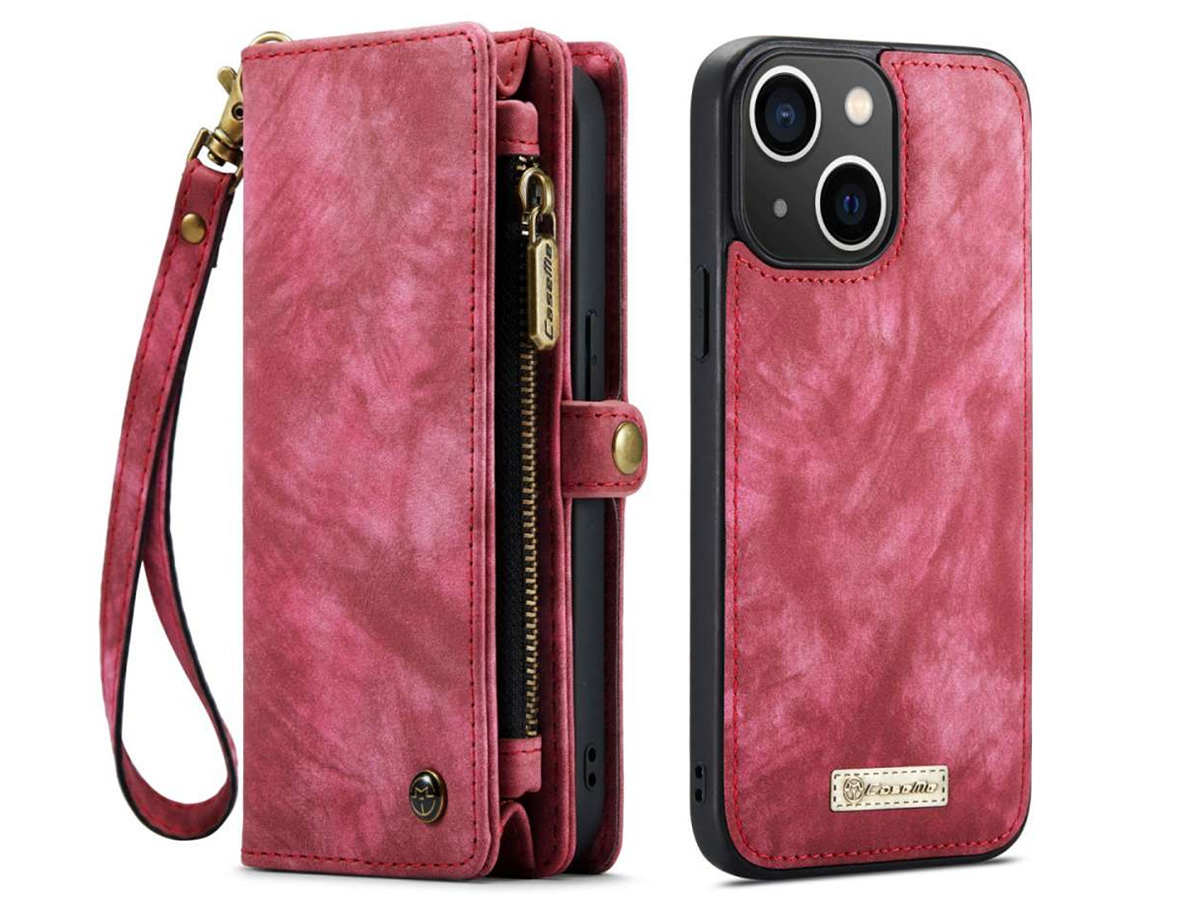 CaseMe 2in1 Wallet Case met Ritsvak Rood - iPhone 14 Plus Hoesje