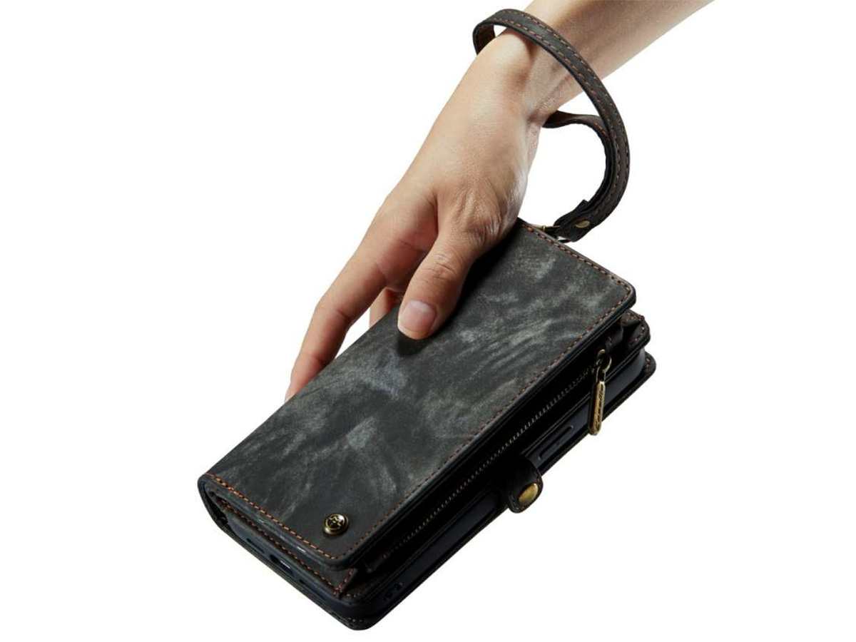 CaseMe 2in1 Wallet Case met Ritsvak Zwart - iPhone 14 Plus Hoesje