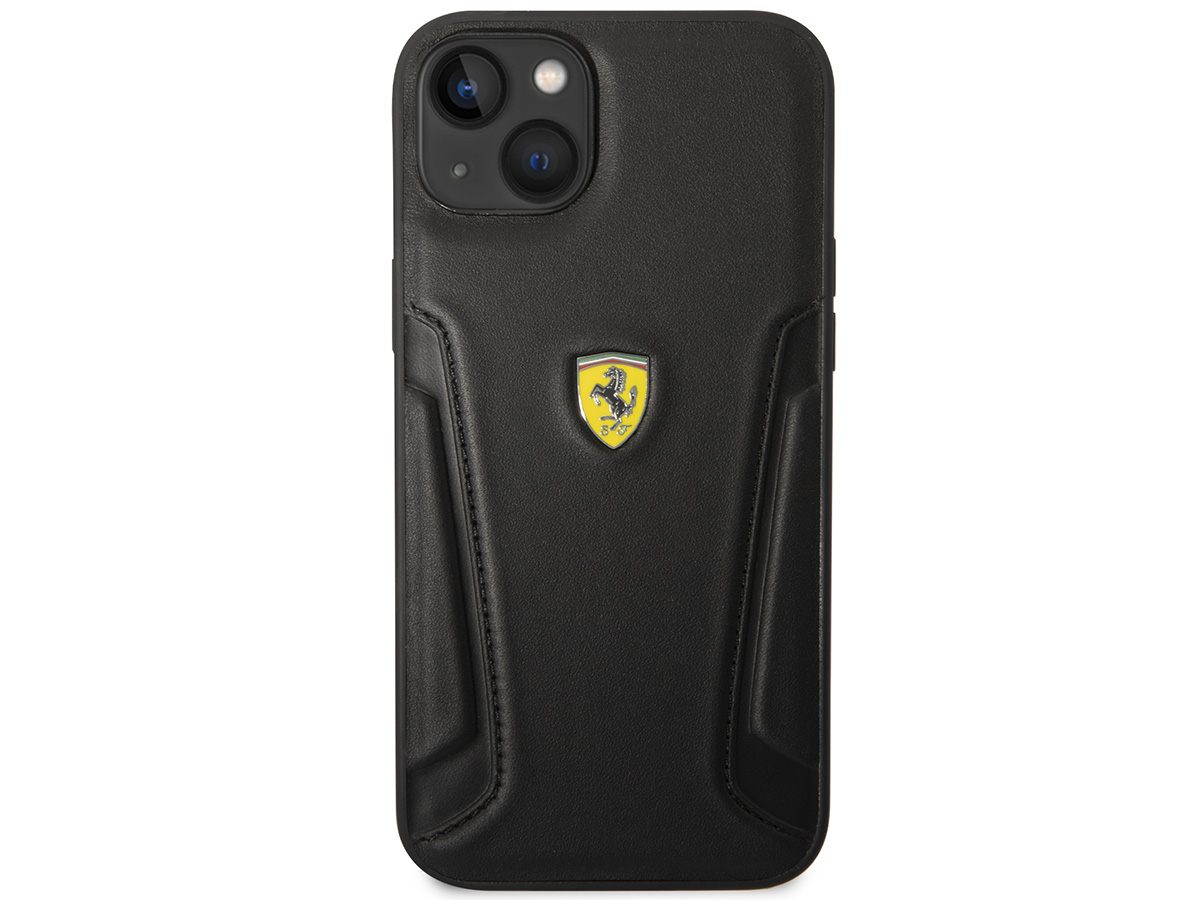 Ferrari Leather Case Zwart - iPhone 14 Plus Hoesje