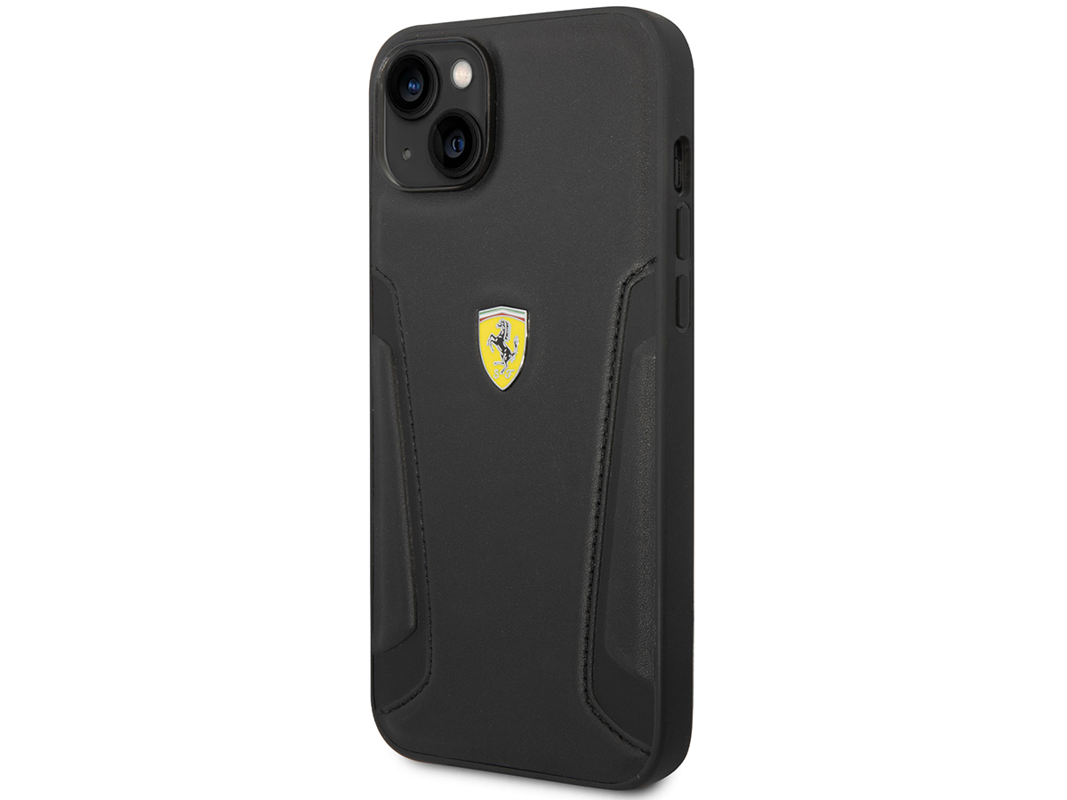 Ferrari Leather Case Zwart - iPhone 14 Plus Hoesje