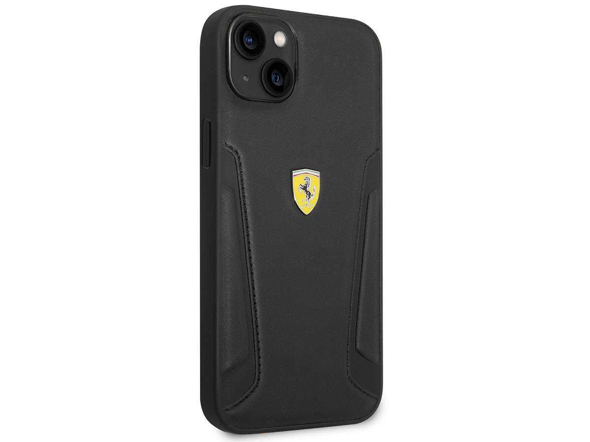 Ferrari Leather Case Zwart - iPhone 14 Plus Hoesje