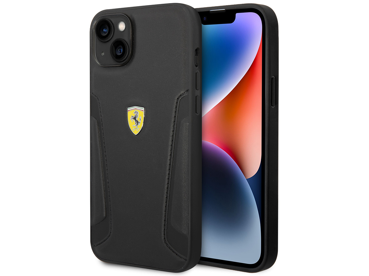 Ferrari Leather Case Zwart - iPhone 14 Plus Hoesje