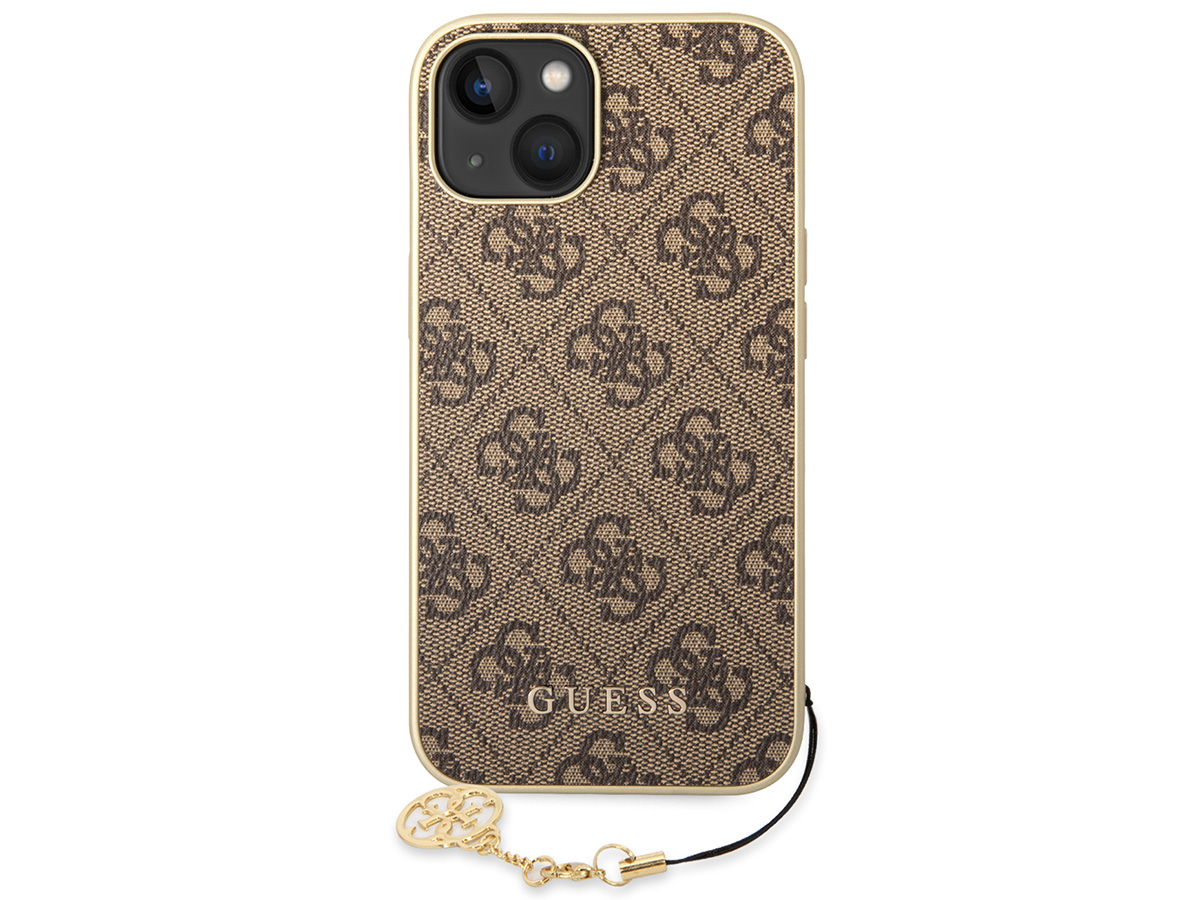 Guess 4G Monogram Charm Case Bruin - iPhone 14 Plus hoesje