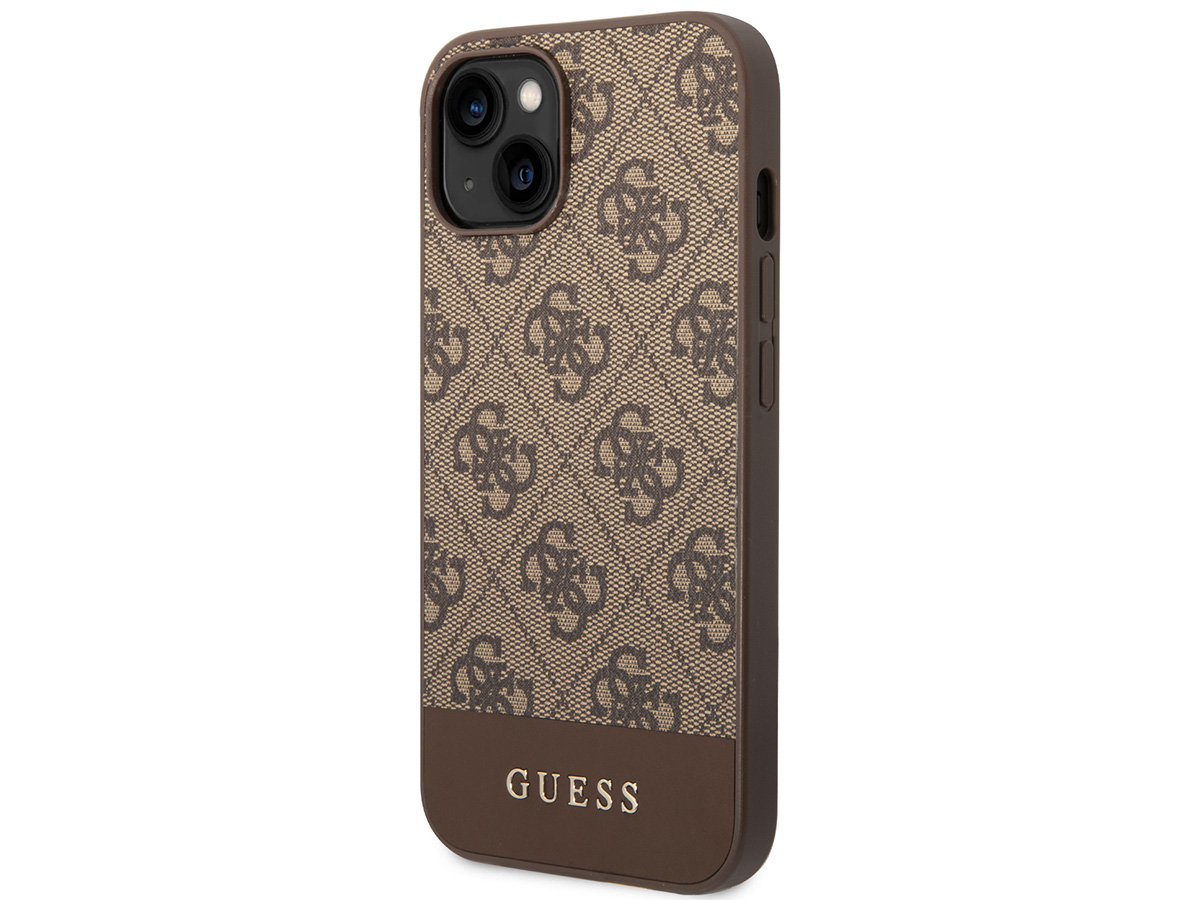 Guess 4G Monogram Stripe Case Bruin - iPhone 14 Plus/15 Plus hoesje