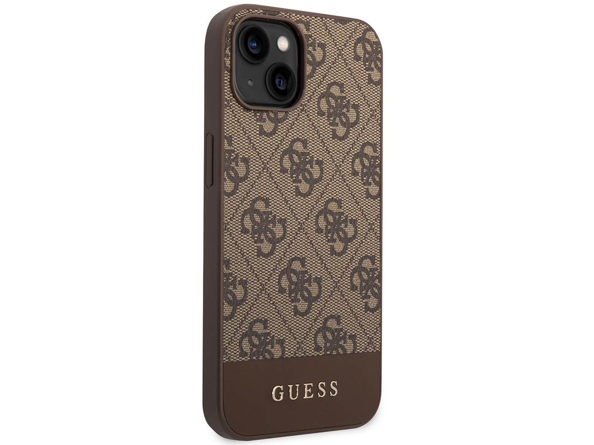 Guess 4G Monogram Stripe Case Bruin - iPhone 14 Plus/15 Plus hoesje