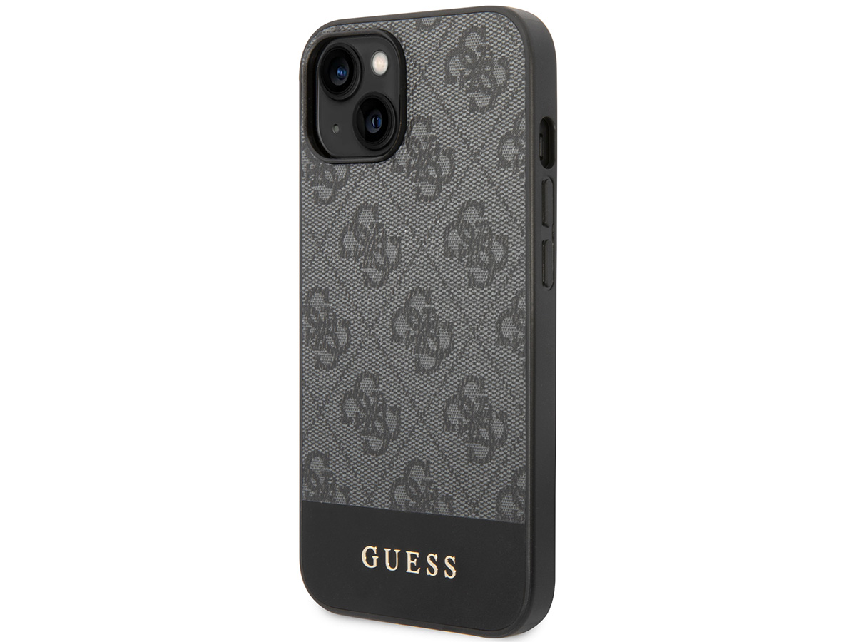 Guess 4G Monogram Stripe Case Grijs - iPhone 14 Plus/15 Plus hoesje