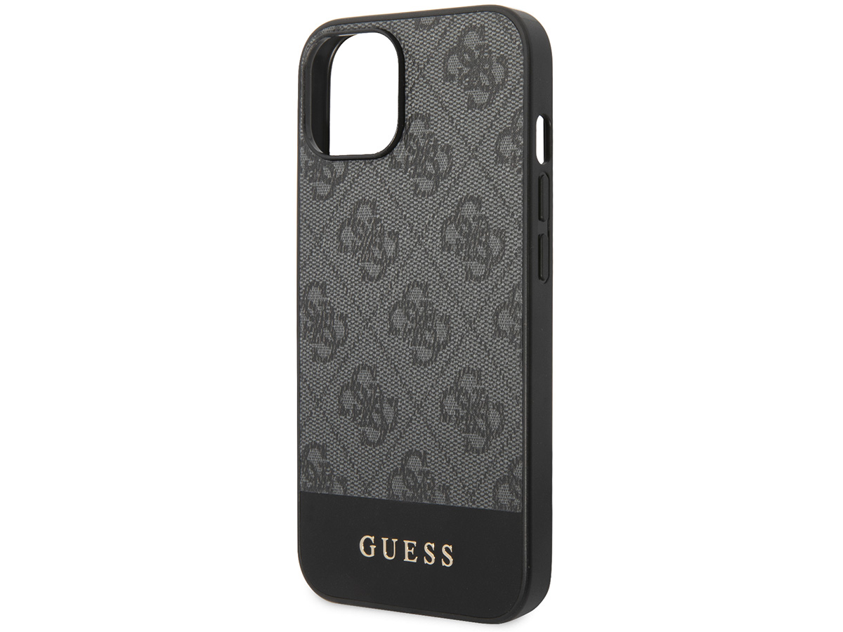 Guess 4G Monogram Stripe Case Grijs - iPhone 14 Plus/15 Plus hoesje