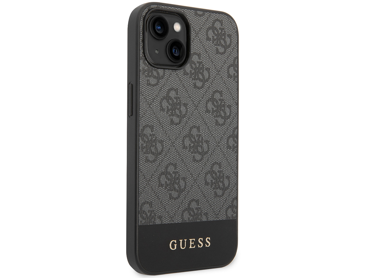 Guess 4G Monogram Stripe Case Grijs - iPhone 14 Plus/15 Plus hoesje