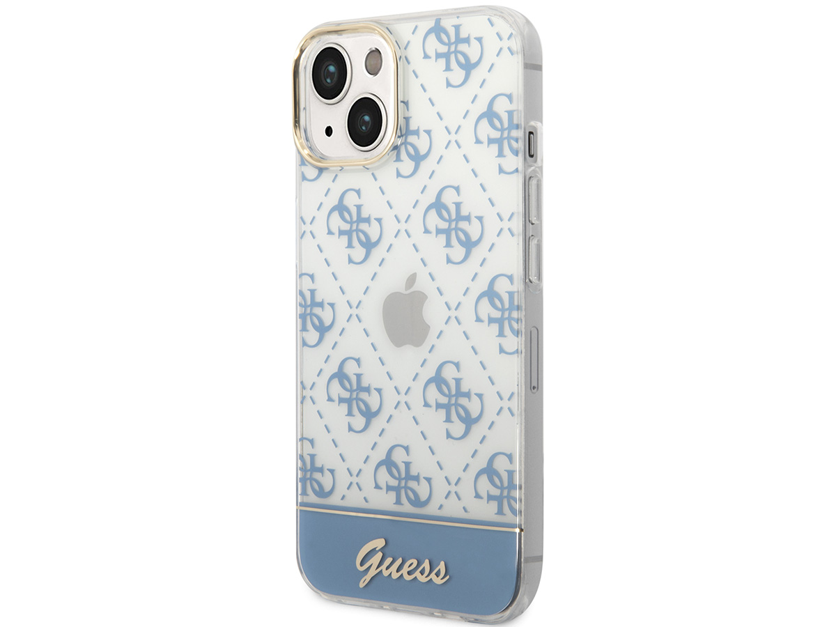 Guess 4G Monogram TPU Case Blauw - iPhone 14 Plus hoesje