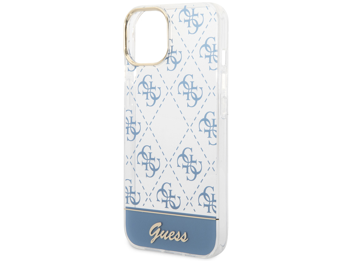 Guess 4G Monogram TPU Case Blauw - iPhone 14 Plus hoesje