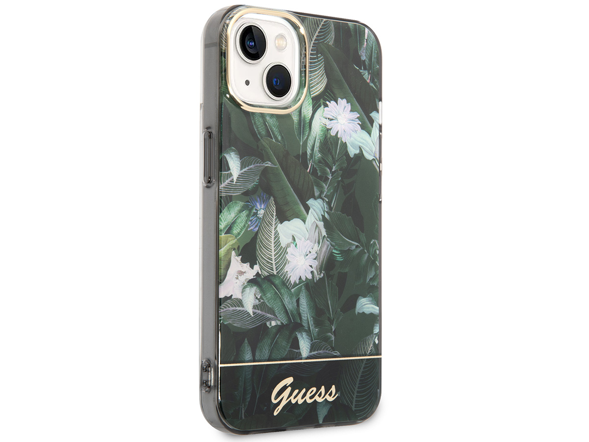 Guess Floral Jungle TPU Case Groen - iPhone 14 Plus/15 Plus hoesje