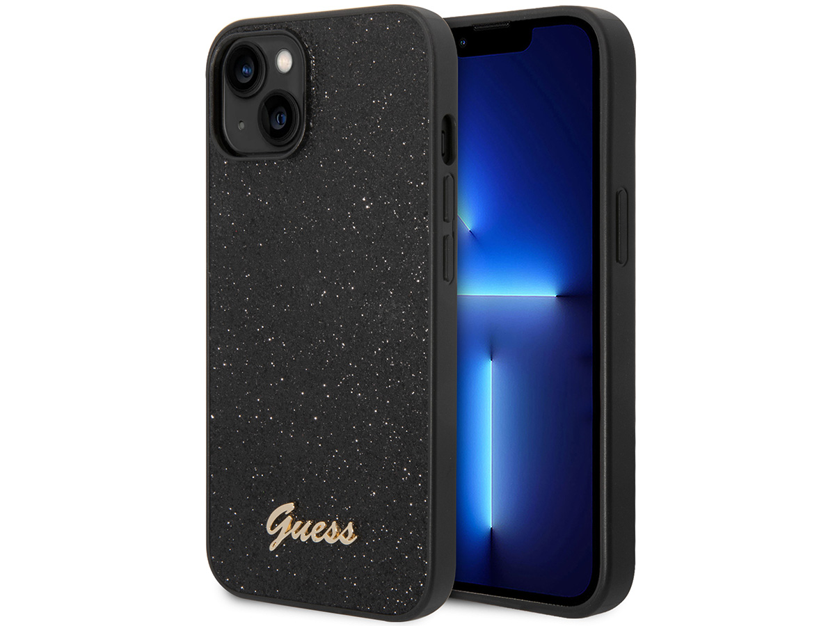 Guess Glitter TPU Case Zwart - iPhone 14 Plus/15 Plus hoesje