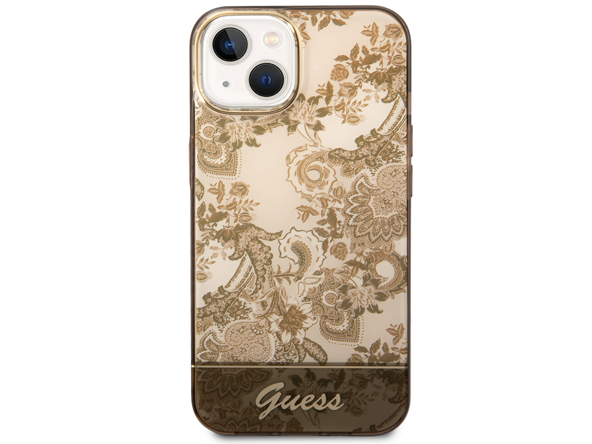 Guess Porcelain TPU Case Beige - iPhone 14 Plus/15 Plus hoesje