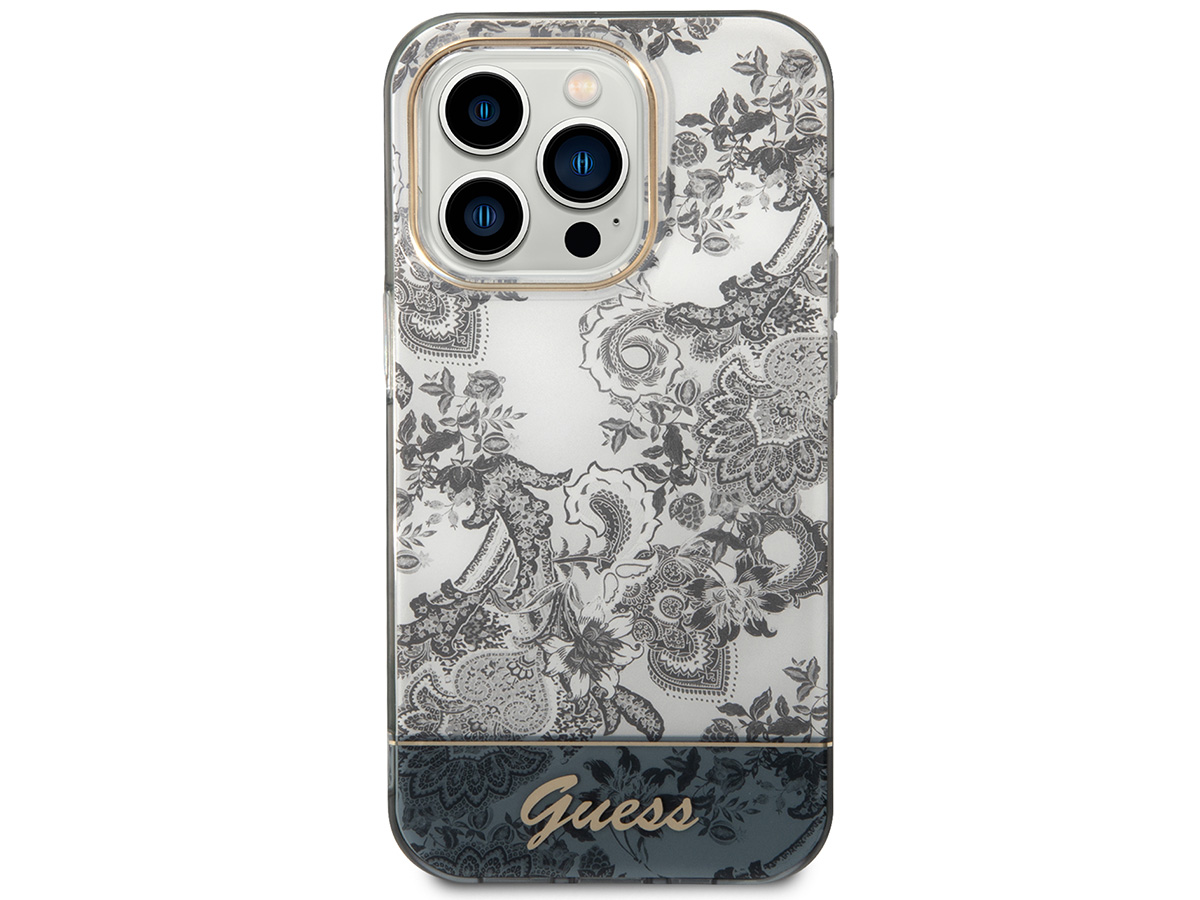 Guess Porcelain TPU Case Grijs - iPhone 14 Pro hoesje