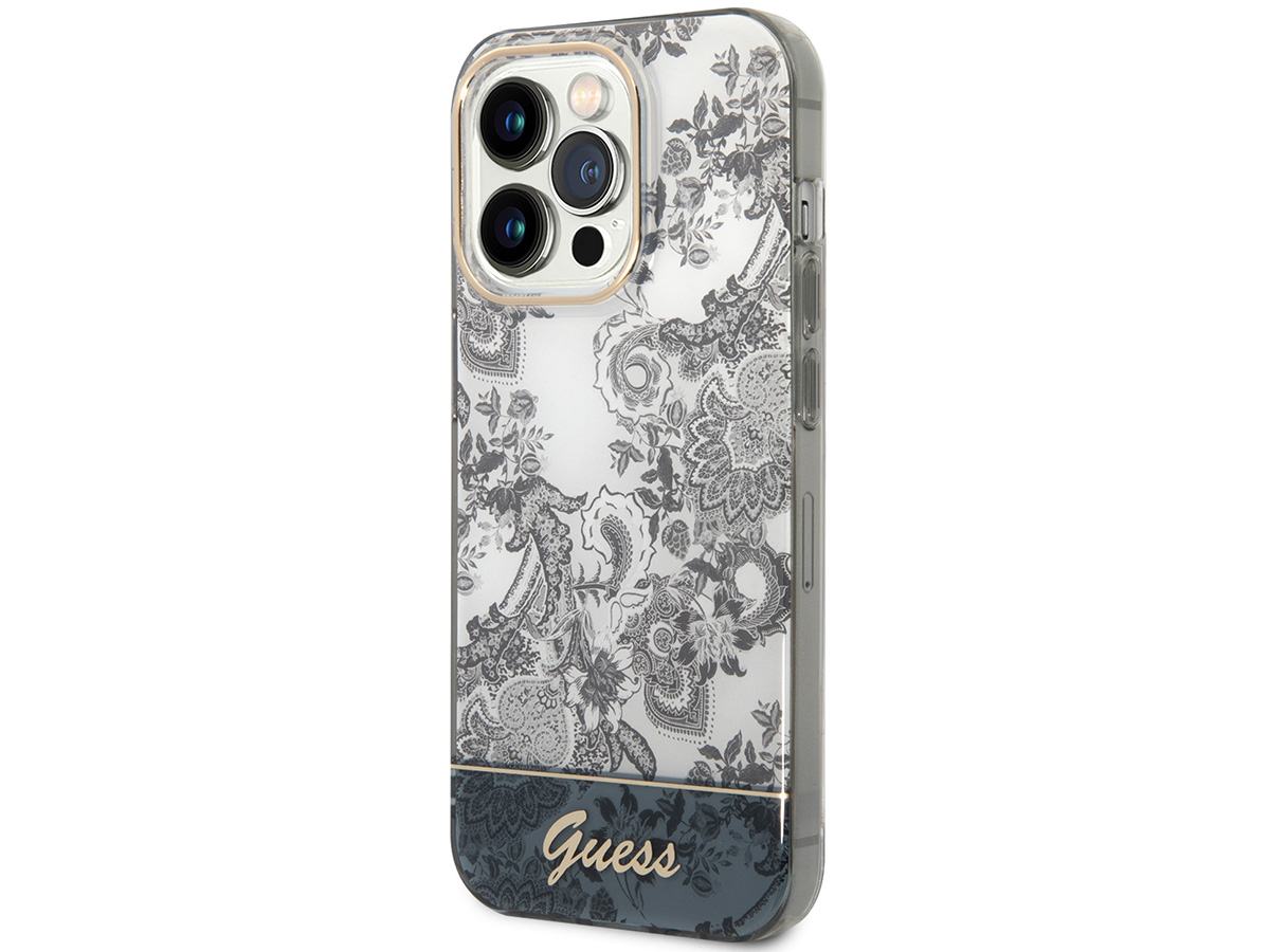 Guess Porcelain TPU Case Grijs - iPhone 14 Pro hoesje