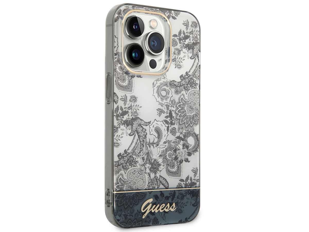 Guess Porcelain TPU Case Grijs - iPhone 14 Pro hoesje