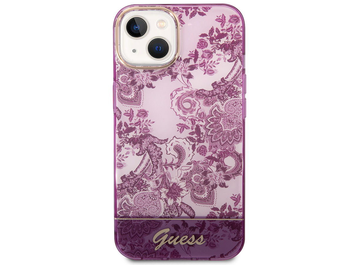 Guess Porcelain TPU Case Paars - iPhone 14 Plus/15 Plus hoesje