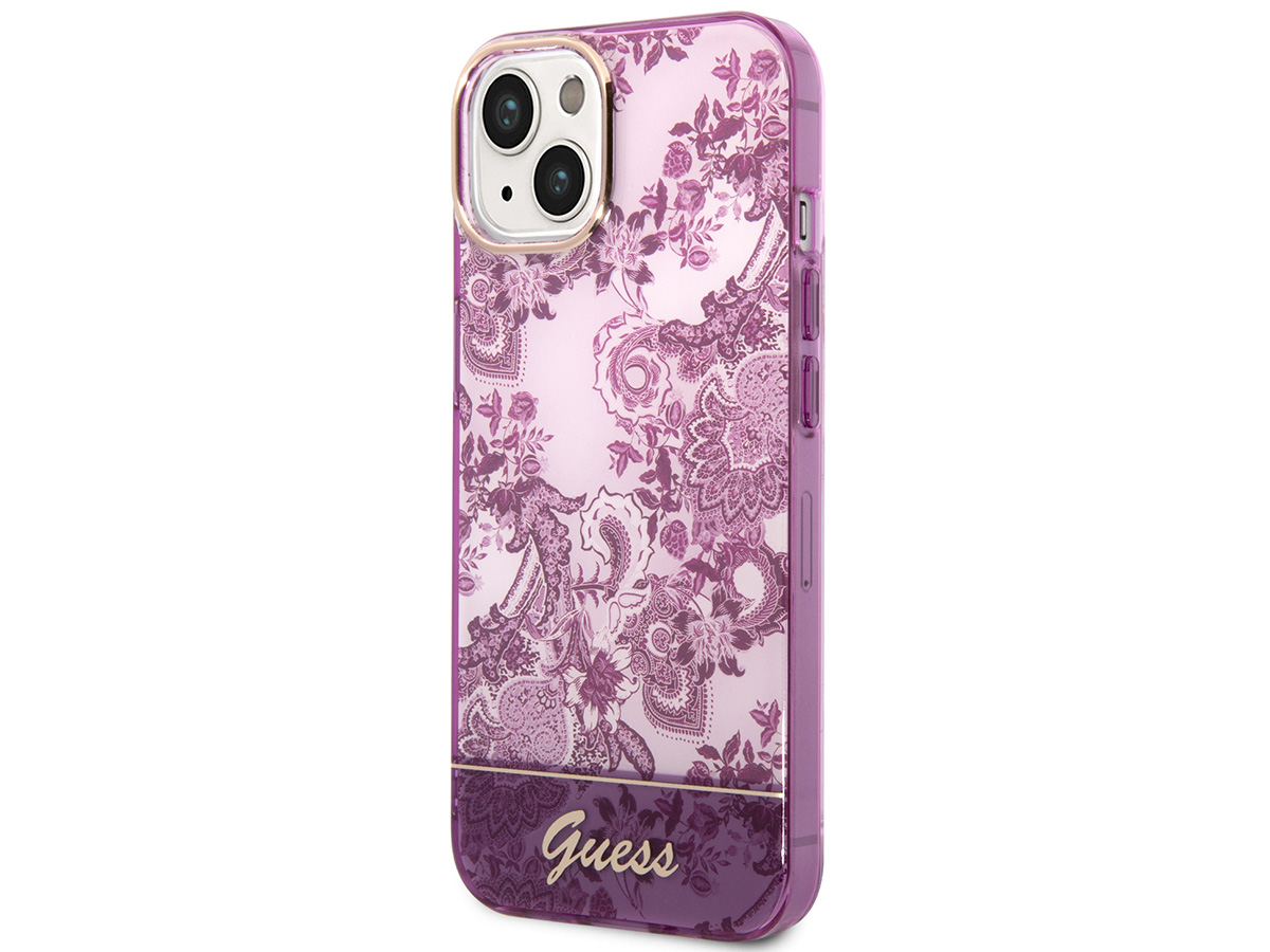 Guess Porcelain TPU Case Paars - iPhone 14 Plus/15 Plus hoesje